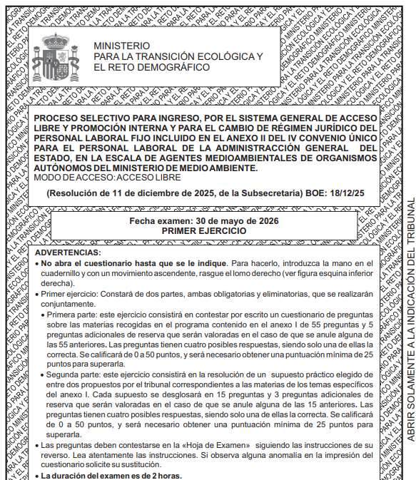 Examen Agente MedioAmbiental 2026
